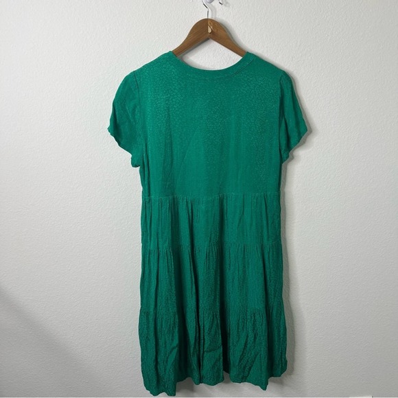 Anthropologie Maeve Green Cheetah Leopard Jacquard Tiered Dress Womens Size S - Picture 4 of 6